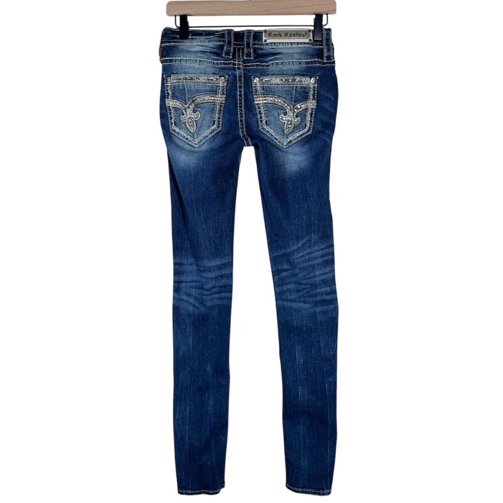 Rock Revival Sherry Mid-Rise Skinny Jeans Bling Country Western Women’s 26